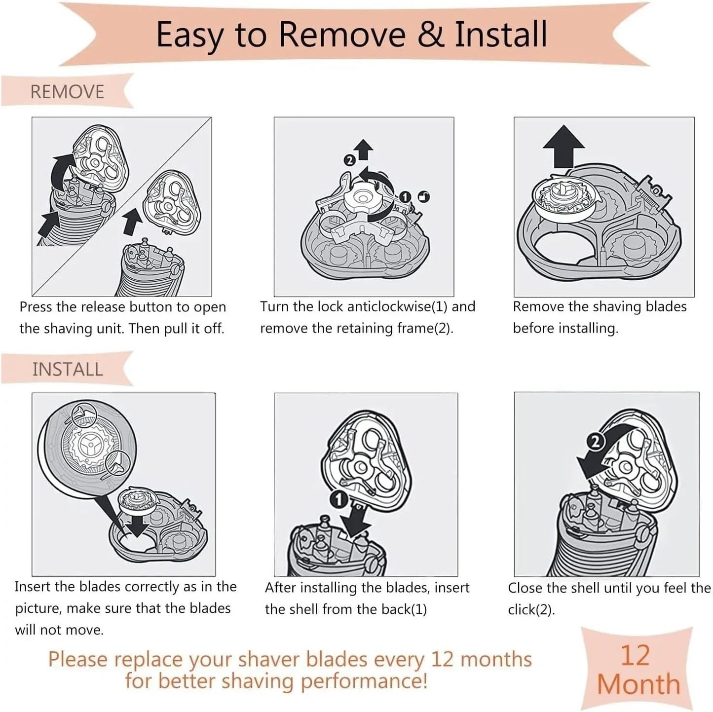 Premium HQ8100 Replacement Shaver Head Set — Compatible with Philips / Norelco