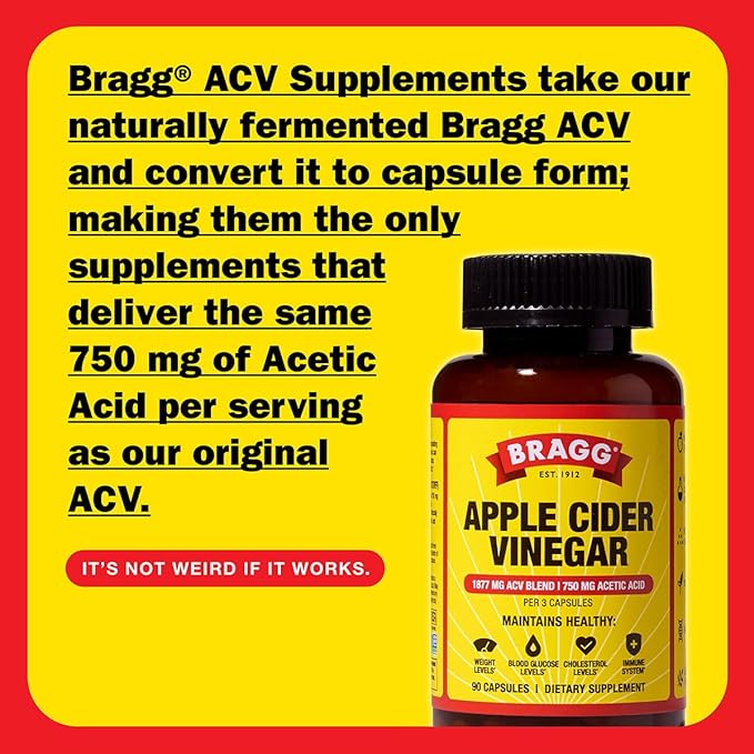 Bragg Apple Cider Vinegar Capsules with Vitamin D & Zinc — 90 Capsules
