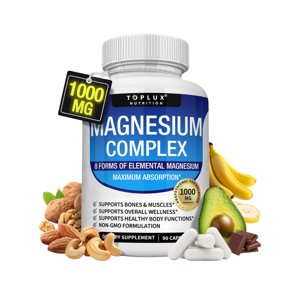 Magnesium Complex Supplement – 8 Elemental Forms 1000mg | 90 Vegan Capsules