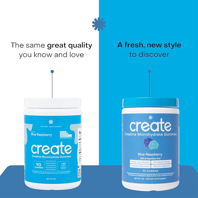 Create Creatine Monohydrate Gummies — Blue Raspberry, 90 Count