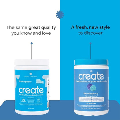 Create Creatine Monohydrate Gummies — Blue Raspberry, 90 Count