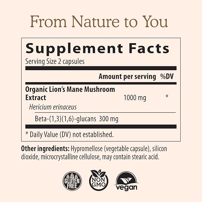 Lion’s Mane Mushroom Extract – Cognitive & Immune Support Capsules (120 Count)