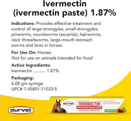 Ivermectin Paste Equine Dewormer — Apple Flavor (6.08 g, 3-Pack)