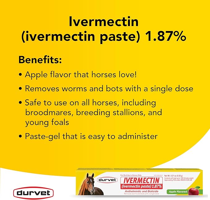 Ivermectin Paste Equine Dewormer — Apple Flavor (6.08 g, 3-Pack)