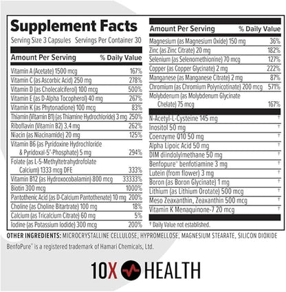 10X Health Optimize Methylated Multivitamin — 90 Capsules (34-in-1 Formula)