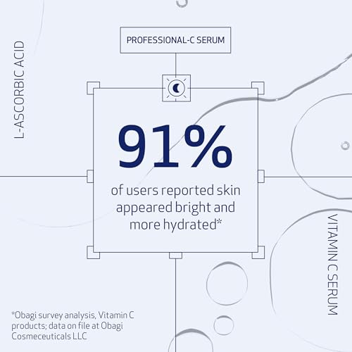 Obagi Professional C Serum 20%, Vitamin C Facial Serum with Concentrated 20% L Ascorbic Acid for Normal to Oily Skin, 1.0 Fl Oz Pack of 1
