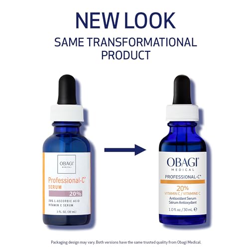 Obagi Professional C Serum 20%, Vitamin C Facial Serum with Concentrated 20% L Ascorbic Acid for Normal to Oily Skin, 1.0 Fl Oz Pack of 1