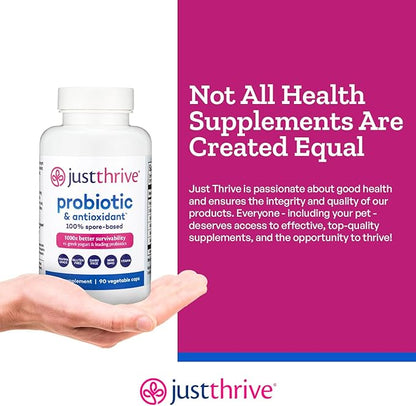 Just Thrive Probiotic & Antioxidant — Spore-Based Formula (90 Veggie Capsules)