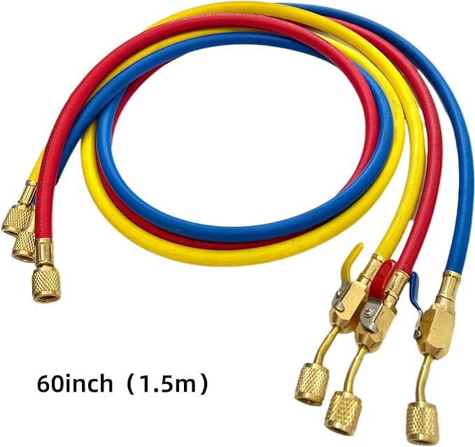 Yellow Jacket Refrigerant Charging Hose with Ball Valves — High-Pressure HVAC Manifold Hose