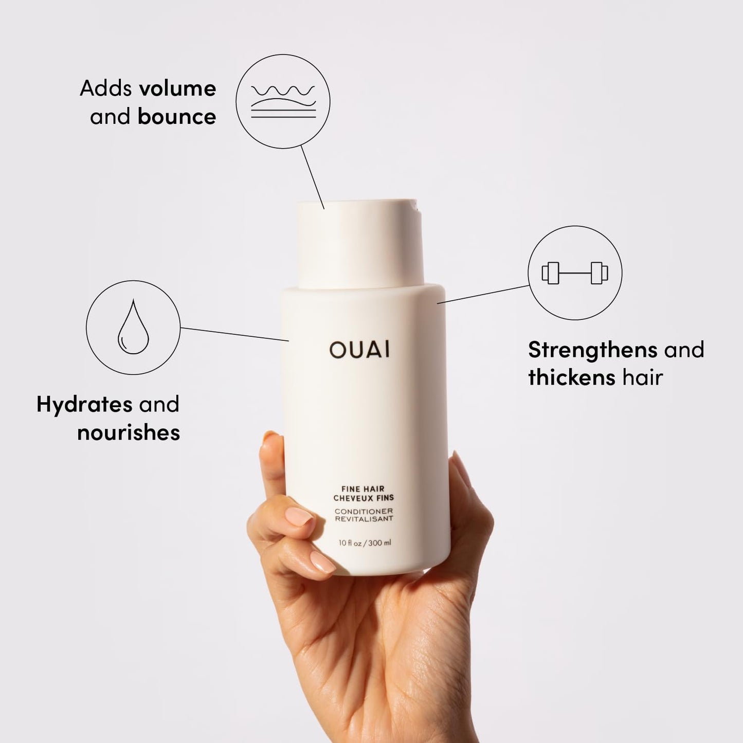 OUAI Fine Shampoo & Conditioner Set – Sulfate Free, 10 fl oz
