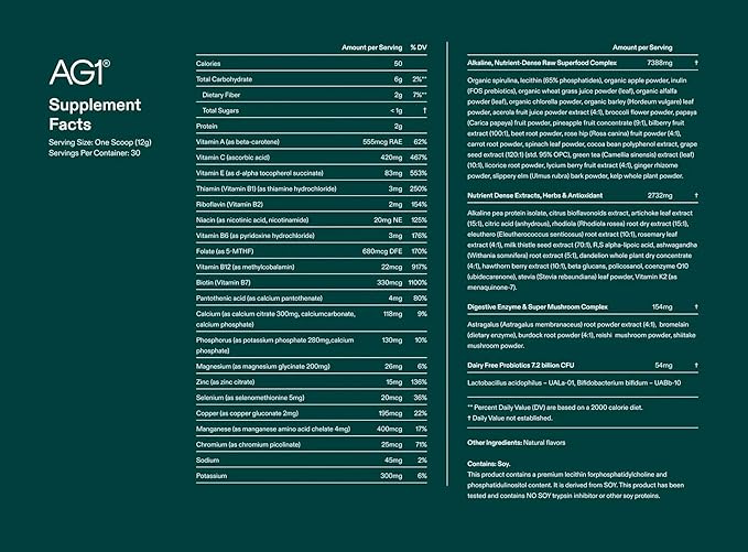 AG1 Daily Health Greens Powder — All-in-One Multivitamin & Probiotic Formula