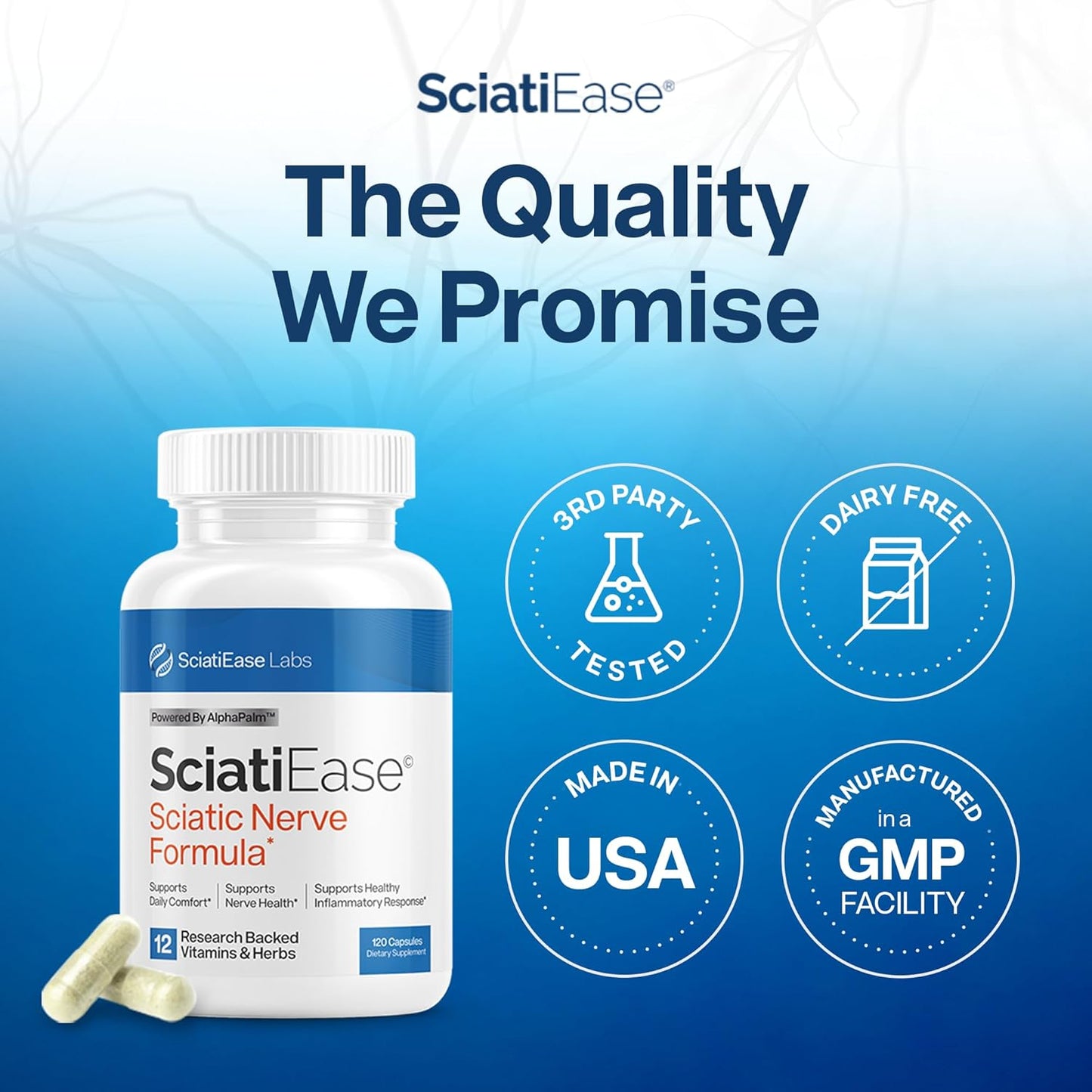 SciatiEase Sciatic Nerve Health Support Supplement – 120 Capsules