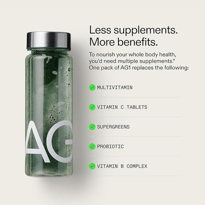 AG1 Daily Health Greens Powder — All-in-One Multivitamin & Probiotic Formula