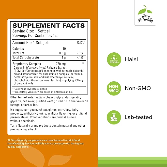 Terry Naturally CuraMed 750 mg – High Absorption Curcumin Softgels (120 ct)