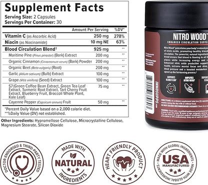 InnoSupps Nitro Wood — Enhanced Circulation Support & Nitric Oxide Booster (60 Caps)