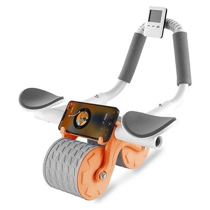 Automatic Rebound Dual-Wheel Ab Roller with LCD Display & Elbow Supports