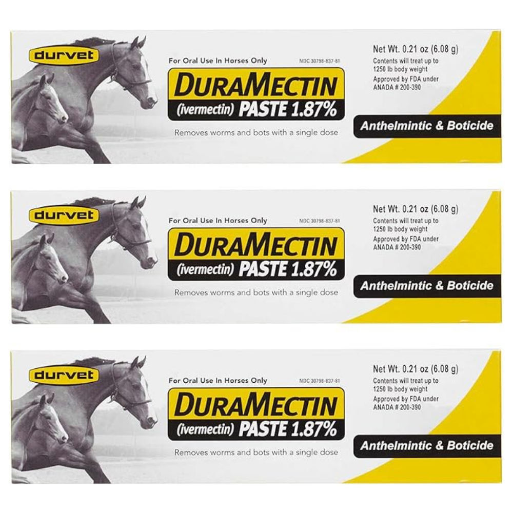 Durvet Duramectin Equine Wormer Paste — 1.87% Ivermectin (3 Tubes)