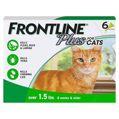 Frontline Plus Flea & Tick Treatment for Cats (Over 1.5 lbs) — 6 Treatments
