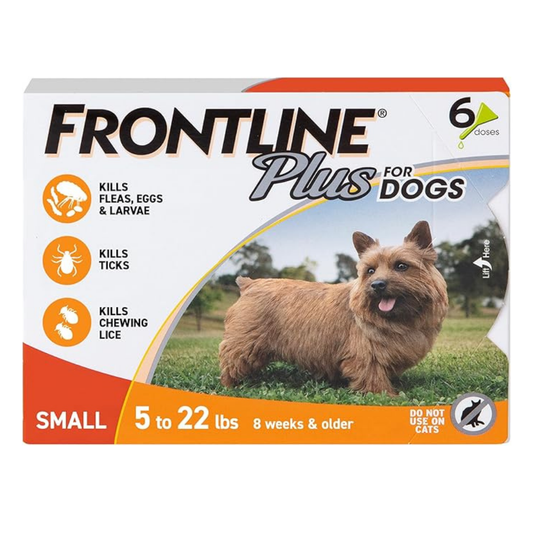 FRONTLINE Plus Flea & Tick Treatment for Small Dogs (5–22 lbs) — 6 Dose Pack