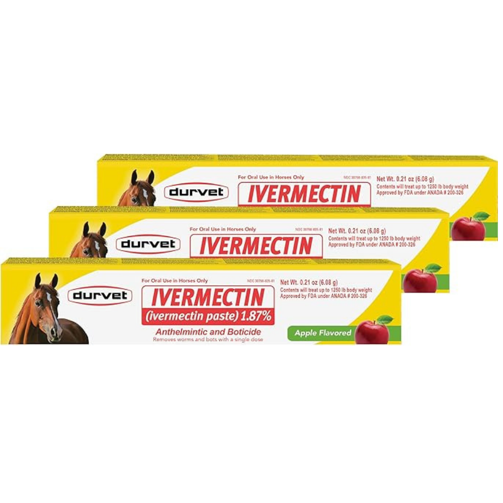 Ivermectin Paste Equine Dewormer — Apple Flavor (6.08 g, 3-Pack)