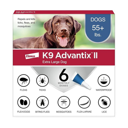 K9 Advantix II Flea & Tick Treatment for Extra Large Dogs (Over 55 lbs) — 6 Doses