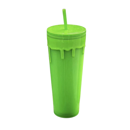 Neon Slime Green 24oz Party Tumbler Cup – Fluorescent Glow Drinkware