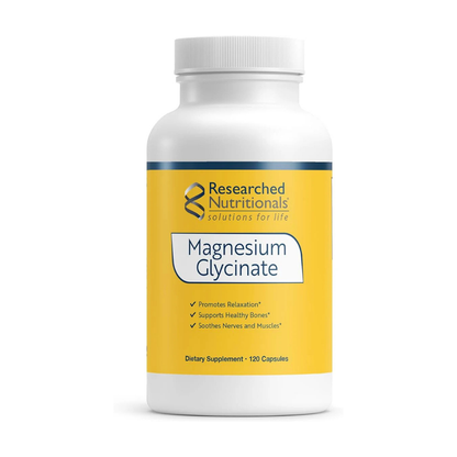 Researched Nutritionals Magnesium Glycinate — 125 mg High Absorption (120 Vegan Capsules)